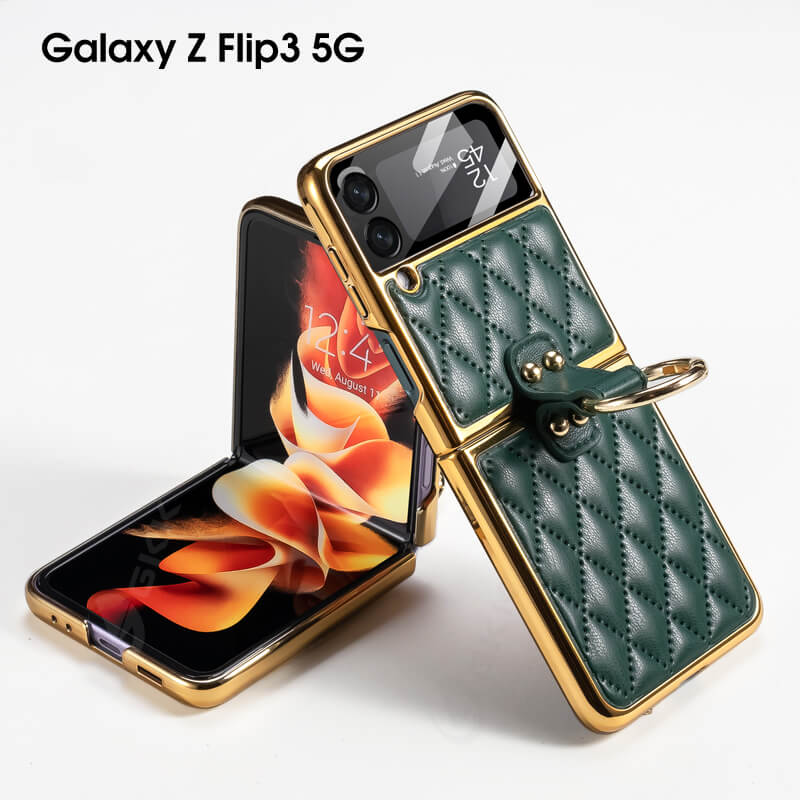 Luxury Leather Electroplating Diamond Protective Cover For Samsung Galaxy Z Flip 3 5G - GiftJupiter