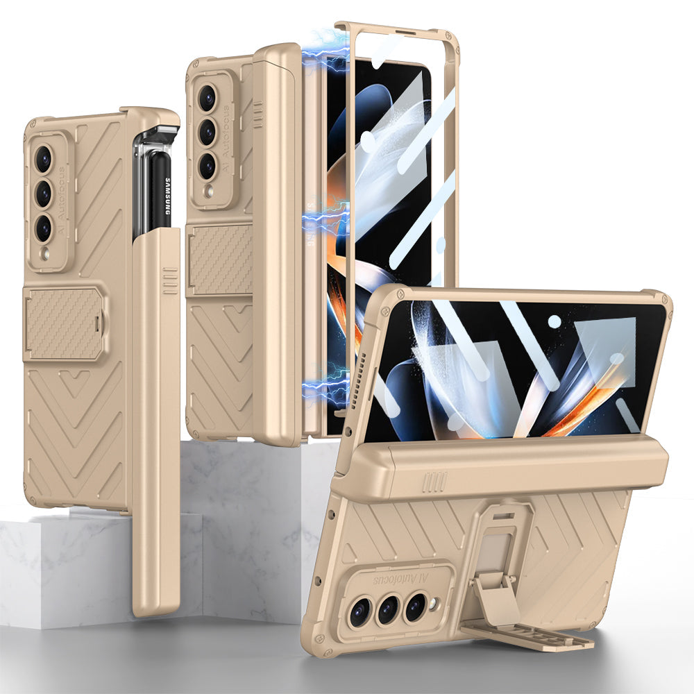 Armor Magnetic Hinge Slide S Pen Slot Screen Protector Case for Samsung Galaxy Z Fold4