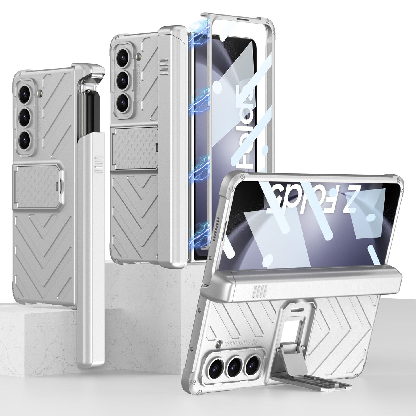 Armor Magnetic Hinge Slide S Pen Slot Screen Protector Case for Samsung Galaxy Z Fold5