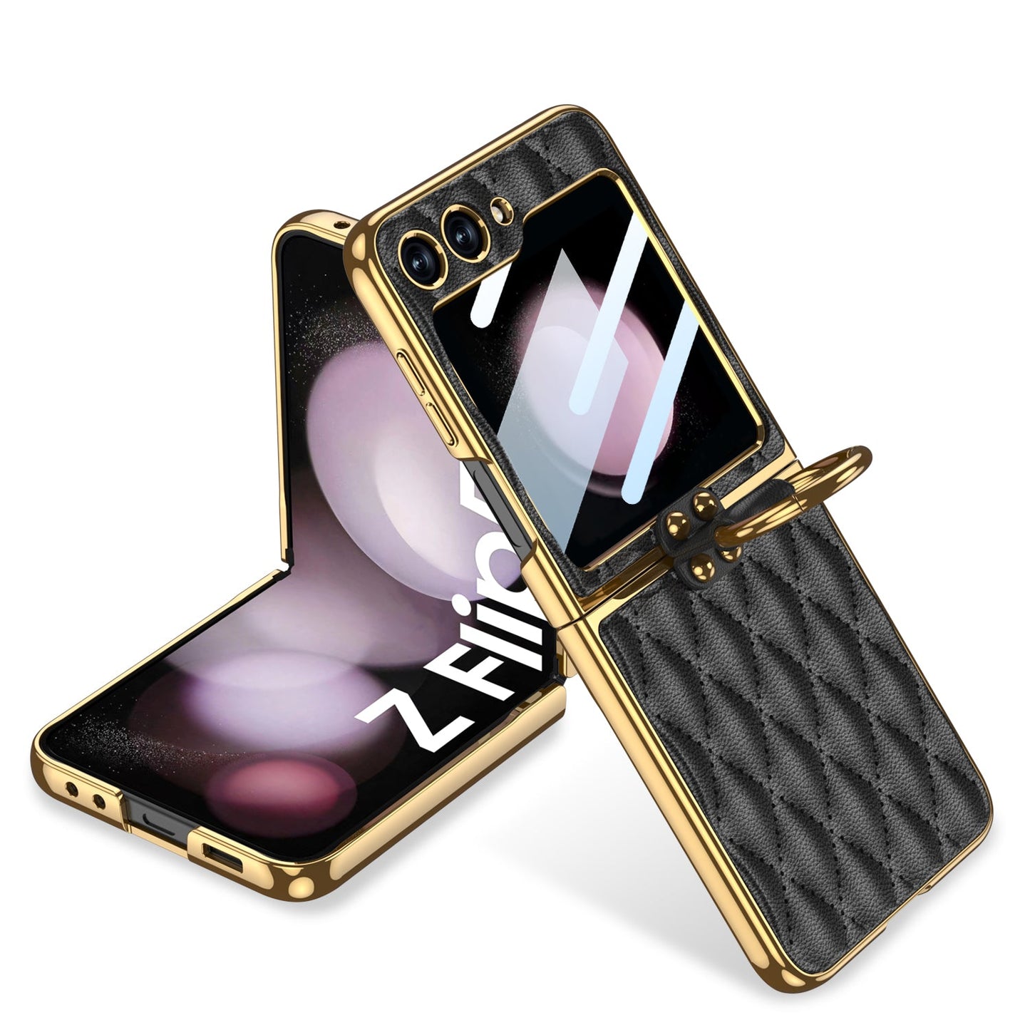 Luxury Leather Electroplating Diamond Protective Cover For Samsung Galaxy Z Flip5